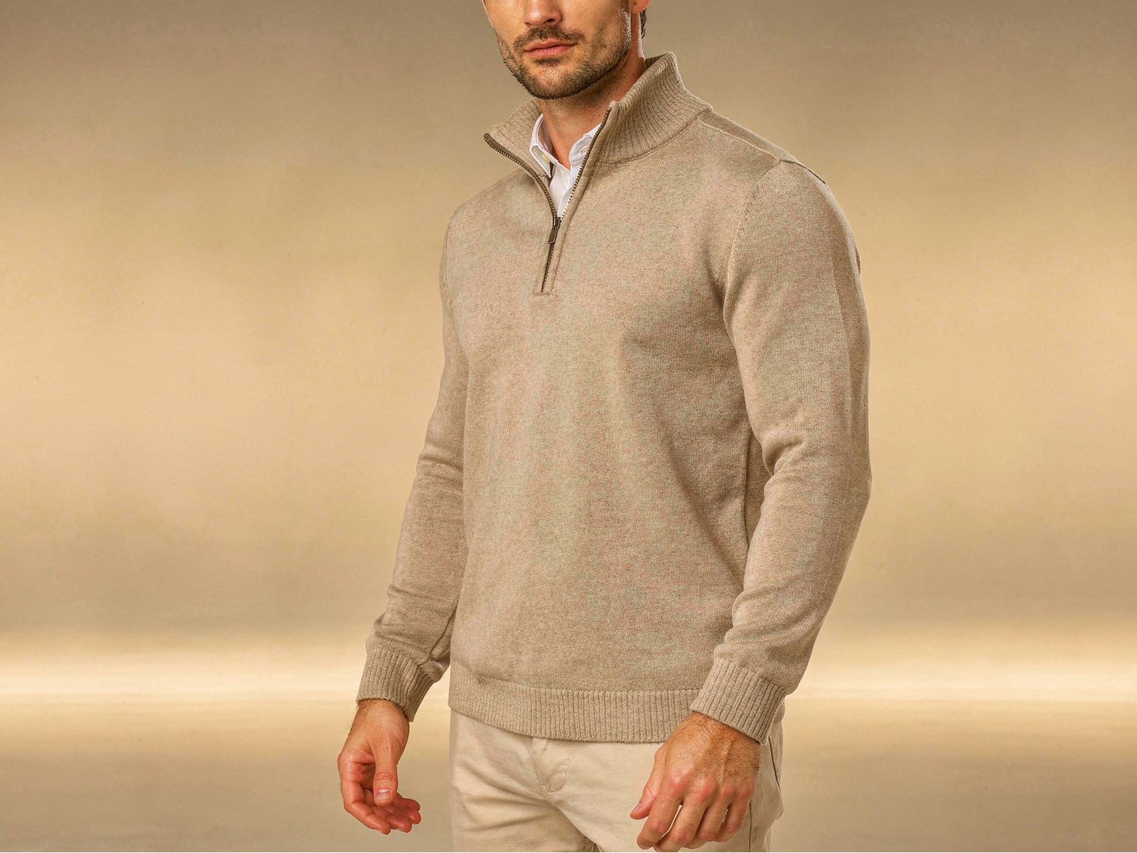 Beige Quarter Zip